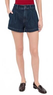 NEW PAIGE camille pleated denim shorts in ballast
